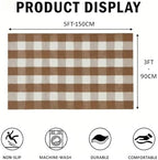 SEEKSEE Fall Decor Buffalo Plaid Outdoor Rug 3' x 5' Coffee and White Front - Image 2