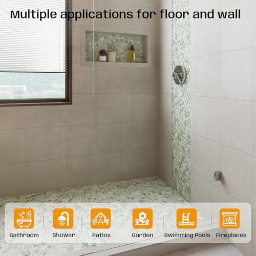 Green Pebble Tile for Shower Floor, Stone Backsplash Tiles - Image 6
