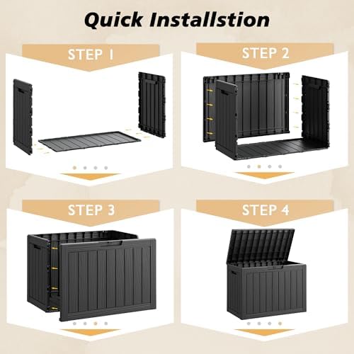 Fancyango 50 Gallon Waterproof Deck Box, Resin Outdoor Storage Box - Image 4