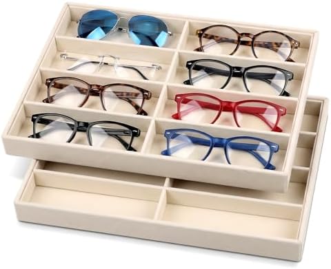 2 Pcs Drawer Sunglass Organizer & Display Tray 8 Grids Velvet Scratch by Unknown