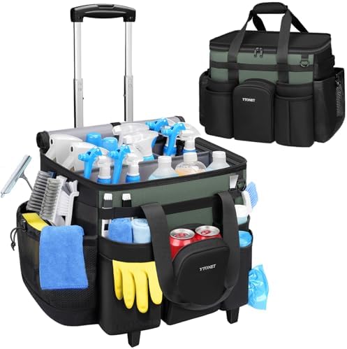 Ytonet Cleaning Caddy with Wheels, Extra Large Rolling Cleaning Caddy Bag by YTONET