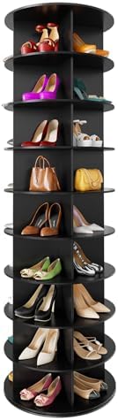 SpaceAid 9 Tier Rotating Shoe Rack Tower, Spinning Shoe Display Lazy Susan by SpaceAid