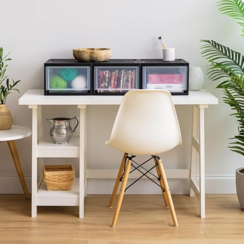 IRIS USA Plastic Storage Drawer Organizer, 14.5 Qt Stackable, 3 Pack - Image 2