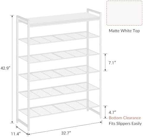 6 Tier Shoe Rack Organizer for 24-30 Pairs, Tall Metal Shoe Storage Shelf - Image 3