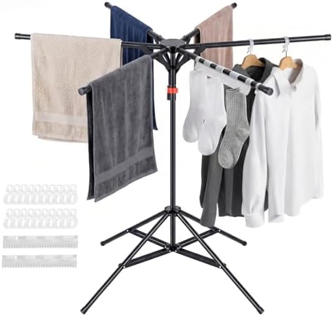 4-Leg Foldable Clothes Drying Rack by SEHAUSEU