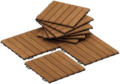 Furinno TIOMAN Hardwood Interlocking Deck Tiles, Light Wood by Furinno-FitsYourSpaceFitsYourBudget