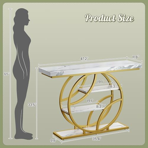 Huuger 47.2 Inch Entryway Table, Industrial Console Sofa Table - Image 2