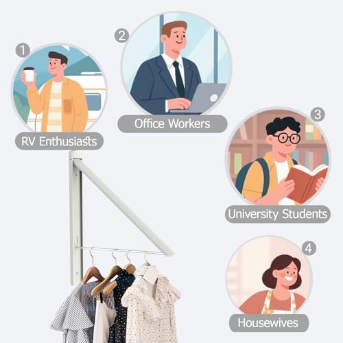 Wall Mounted Clothes Drying Rack, 65LB Folding Laundry Rack - Image 7