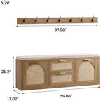 Rattan Narrow Entryway Bench - Image 2