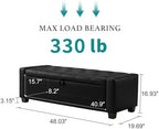 Huatean Home 48" Ottoman with Storage, Light Black Storage Ottoman Bench - Image 2