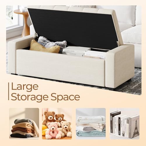 Ottoman with Storage Bench, Large Storage Ottoman Entryway Benches Ottoman - Image 3