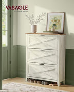 VASAGLE Farmhouse Shoe Cabinet, Narrow Storage Organizer, 3 Flip Drawers - Image 3
