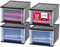 IRIS USA 4-Pack, 17 Qt. Medium Stacking Drawer Storage Organizer by IRISUSA