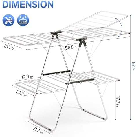 APEXCHASER Large Stainless Steel Clothes Drying Rack, Generous Drying Area - Image 4