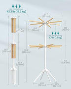 SONGMICS Clothes Drying Rack, Foldable Steel Airer, Bamboo Hanging Rods - Image 6