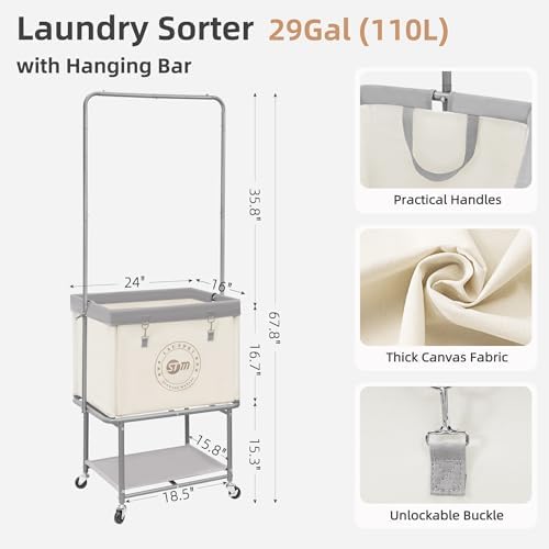 STORAGE MANIAC Rolling Laundry Cart - Image 4
