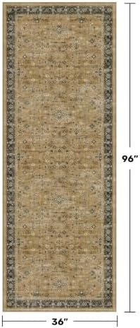 Washable Long Runners for Hallways, 3x8 Rustic Brown and Charcoal Olive Kitchen - Image 2