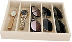 Luxurious 5 Grid Beige Velvet Eyewear Storage Sunglasses Jewelry Tray Organizer - Image 2