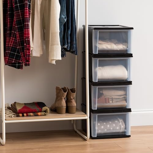 IRIS USA 4-Pack, 17 Qt. Medium Stacking Drawer Storage Organizer - Image 2