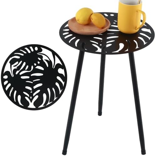 1-Pack Small Metal Side Tables Outdoor Patio Round Accent Table Modern Indoor by PartyZealot