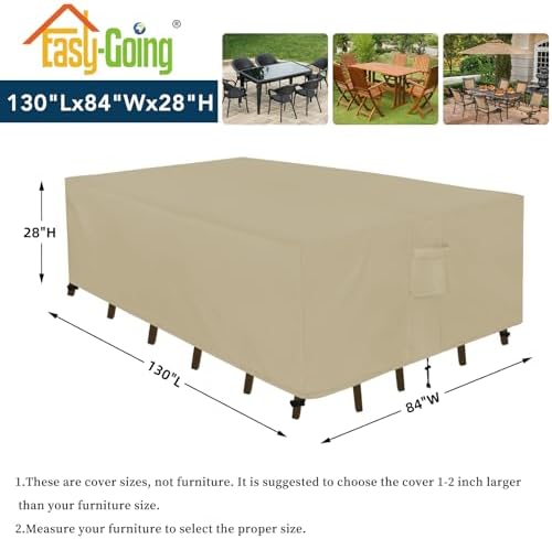 Easy-Going Rectangle Patio Furniture Cover Waterproof Outdoor Dining Table and - Image 2