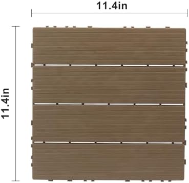 27 Pcs Wood Interlocking Patio Deck Tiles, 11.4x11.4 Indoor and Outdoor - Image 2