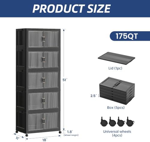 SAILUN 175Qt Stackable Storage Bins, Storage Cabinet - Image 4