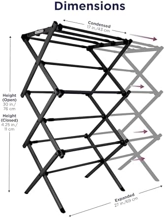 BLACK+DECKER Space Saving 3-Tier Expandable Clothes Drying Rack, Foldable - Image 2