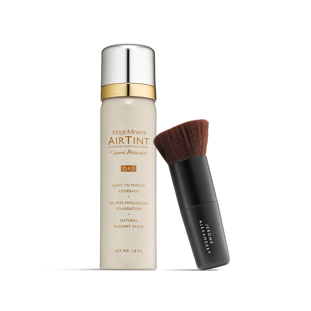 Jerome Alexander MagicMinerals AirTint Tinted Moisturizer AirBrush Spray Light | Tinted Moisturizer Spray with Anti-Aging Ingredients | Medium Dark |2PC