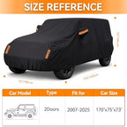 Car Cover for Jeep Wrangler 2 Door Waterproof 1987-2026 JK JL CJ YJ TJ - Image 2