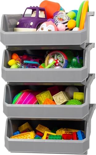 ReadySpace Extra Large Stackable Plastic Storage Bins by Akro-Mils