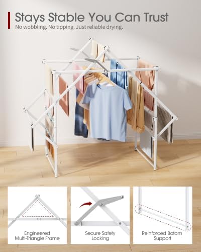 Sakugi Foldable Clothes Drying Rack, 48.2" W, Stable Arch Structure - Image 2