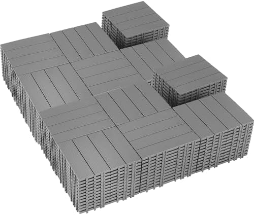 144 PCS Plastic Interlocking Deck Tiles by SkillMaid