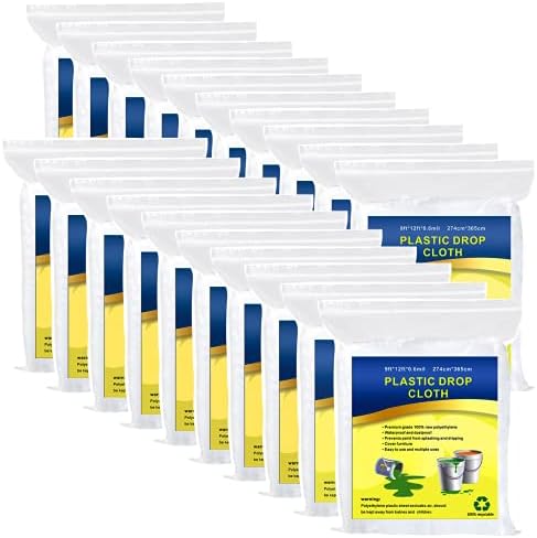 20 Pieces Plastic Drop Cloth, Dust-Proof and Rustproof, 9x12 Feet Tarp by Cedolio