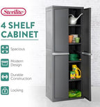 Sterilite 4 Shelf Cabinet, Lockable Utility Storage - Image 3