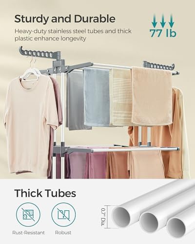 SONGMICS 4-Tier Clothes Drying Rack, 66.6-Inch Tall - Image 4