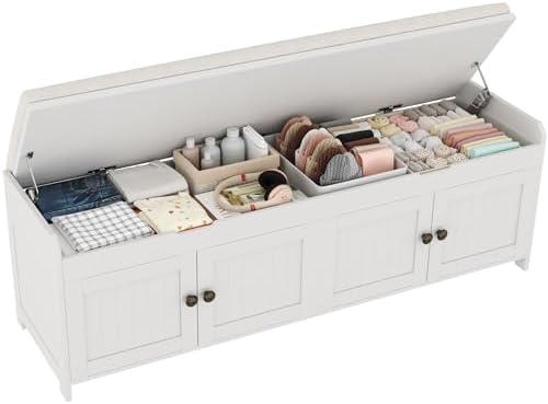 HOMEFORT 54.4" Shoe Bench with Lift Top Storage, Entryway Bench with Cushioned by HOMEFORT