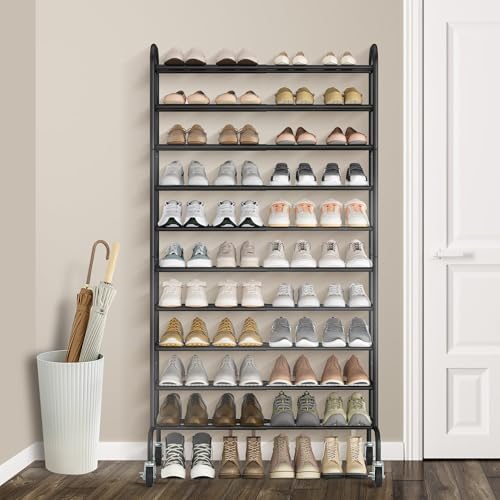 STORAGE MANIAC 10-Tier Expandable Shoe Rack, 44 Pairs Tall Shoe Rack - Image 2