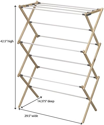 Household Essentials X-Frame Clothes Drying Rack, Stabile Wood Frame - Image 2