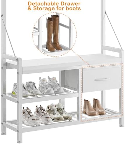 Lulive Hall Tree with Bench and Shoe Storage, 31.5” Coat Rack Freestanding - Image 3