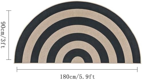 Faux Jute Rug 3x6Ft Half Circle Rainbow Doormat Easy Jute Carpet - Image 2