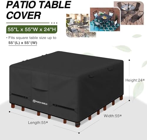 Porch Shield Waterproof Square Patio Table Cover 55 x 55 inch - Image 2