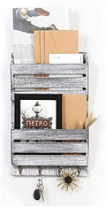Wood Mail Organizer Wall Mount, Mail and Key Holder by MOOACE