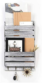 Wood Mail Organizer Wall Mount, Mail and Key Holder by MOOACE