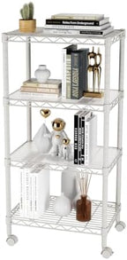 SINGAYE 4 Shelves Storage Shelf Wire Shelving Unit Metal Adjustable Wheels - Image 7