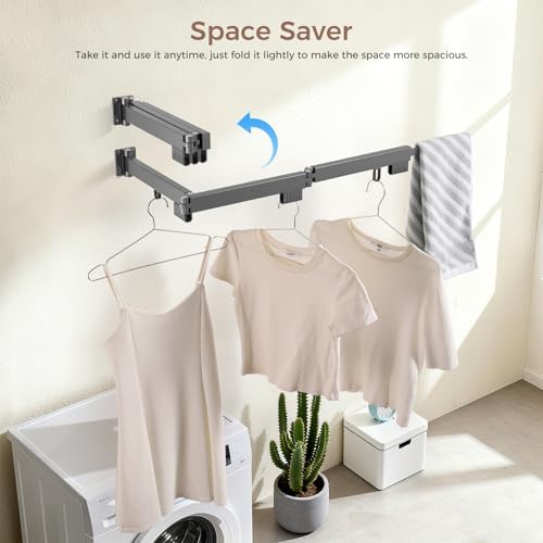 Wall Mounted Clothes Drying Rack, Space-Saving Foldable Clothes Drying Rack - Image 6