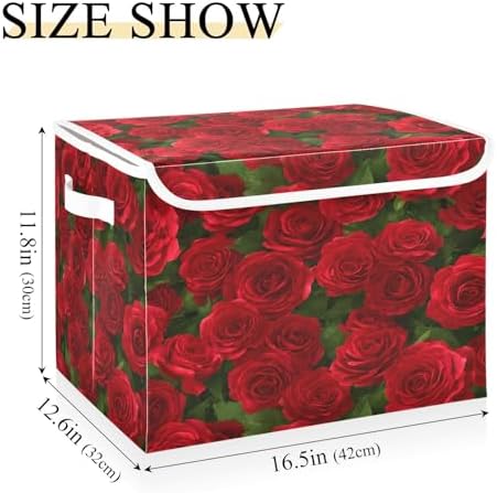 Bolaz Red Rose Leaves Pattern Storage Bins - Image 3