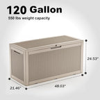 PatioZen 120 Gallon Resin Deck Box, Lockable Outdoor Storage Box - Image 5