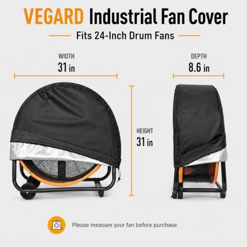 VEGARD 24 Inch Industrial Fan Cover, Waterproof Outdoor Fan Dust Cover - Image 2
