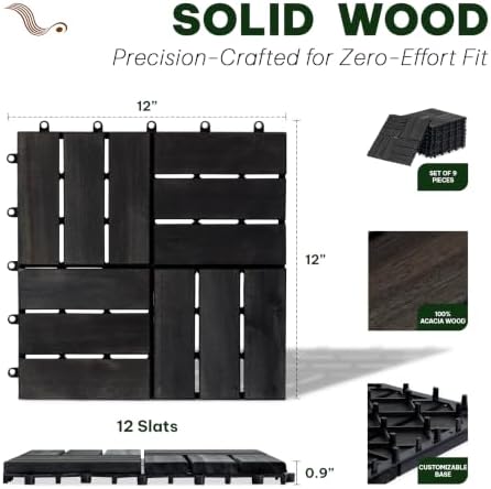 VICTORY RELAX Natural Acacia 12x12 Interlocking Wood Deck Tiles - Image 2